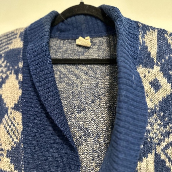 Vintage Alafoos Small Blue Icelandic Wool Button Closure Pocketed Cardigan Vest. - Picture 14 of 16